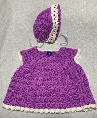 Handgefertigtes 3-6 Monate Baby Mädchen Kleid und Mütze