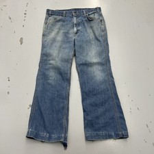 Vintage 80s Levis For Mens Blue Jeans Pants Semper Volcanoes Disco Flare 34x28