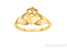 14kt Gold Yellow Finish 1.6-10mm Shiny Claddagh Ring