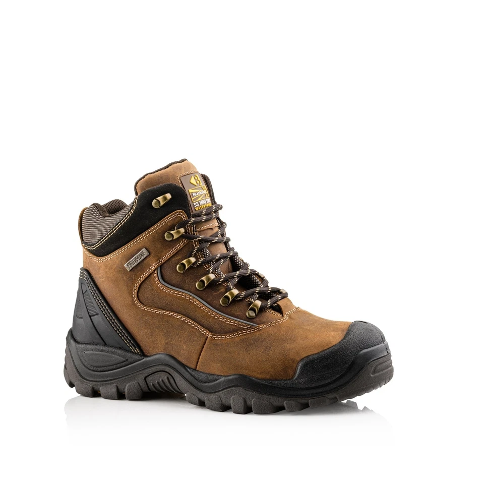 BuckBootz BSH002 Hiker Safety Boots Waterproof Buckshot Buckler Boots Brown