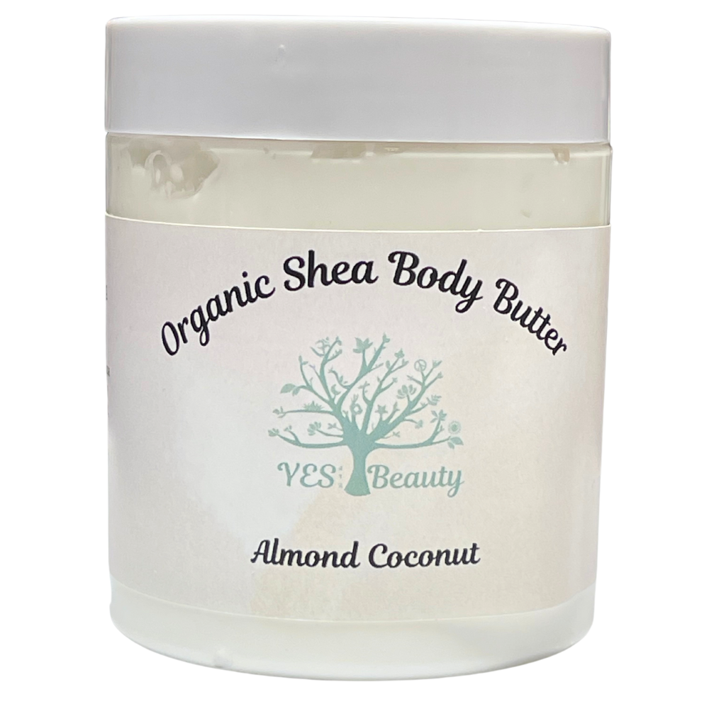 Body Butter Handmade Organic Shea - Almond Coconut - Rich & Creamy - 8 oz