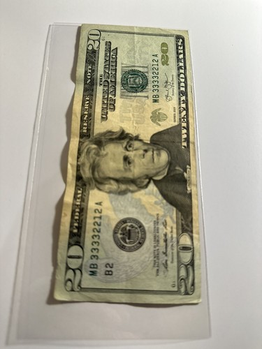 2013 $20 Dollar Bill Fancy Serial Number Trinary Note - Picture 4 of 4