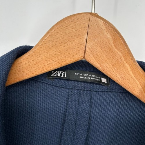 Zara Blazer Mens Extra Large Blue Two Button Jacket Polyester - Picture 6 of 6
