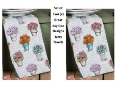 KAY DEE DESIGNS 2 "Live Simply" Floral R4860 Dual Purpose Terry Towels~16"x26″