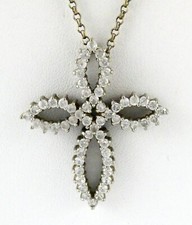 MMI Sterling Silver Cubic Zirconia Studded Cross Pendant Necklace 925 20 Inches