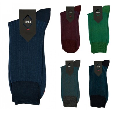 CIOCCA mille912 Herrensocken, ein Paar kurze, gerippte Socken aus reiner Baumwol