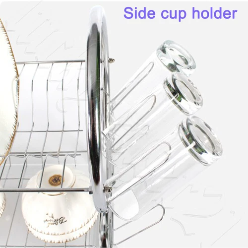 2 tier Dish Drying Rack Drainer Cup Plate Holder Cutlery Tray Kitchen Organizer - Picture 7 of 13