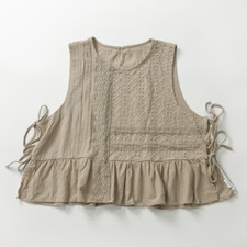 Women Ruffled Tank Top Lace Up Sleeveless Waistcoat Retro Vest Loose Summer Chic