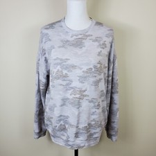 Athleta Womens Sweatshirt XS Gray Pure Luxe Camo Pullover Soft Relaxed Fit