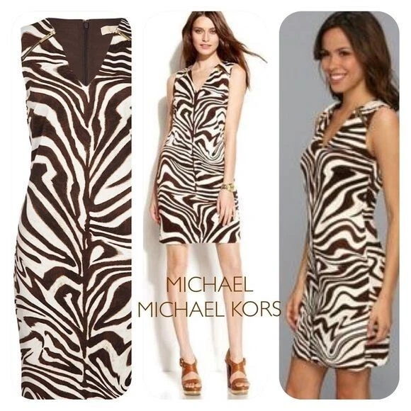 Abito tubino Michael Kors stampa zebrata nuovo taglia P S
