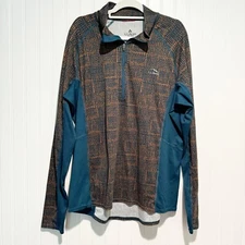 LL Bean Midweight Base Layer 1/4 Zip Shirt Geometric Mens XL
