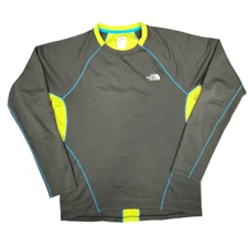 The North Face Olive Yellow Base Layer Long Sleeve Hiking Running Tee - Men's M