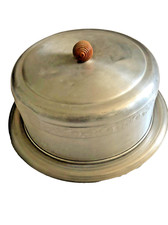 Pokrowiec na ciasto vintage 10" aluminiowy metal - drewniany uchwyt żołędzi, okrągła kopuła pokrywa