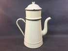 Vintage Large Beige Enamel Chocolate Coffee Pot Kitchen Decor