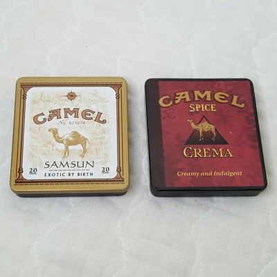 2 Vintage Camel Exotic Blends Metal Cigarette Tins Samsun ...