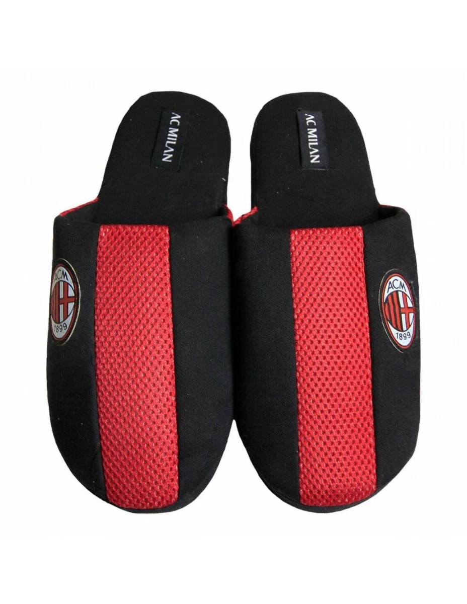 CIABATTE PANTOFOLE INVERNALI A.C. MILAN BAMBINO / ADULTO Con SCRITTA E LOGO
