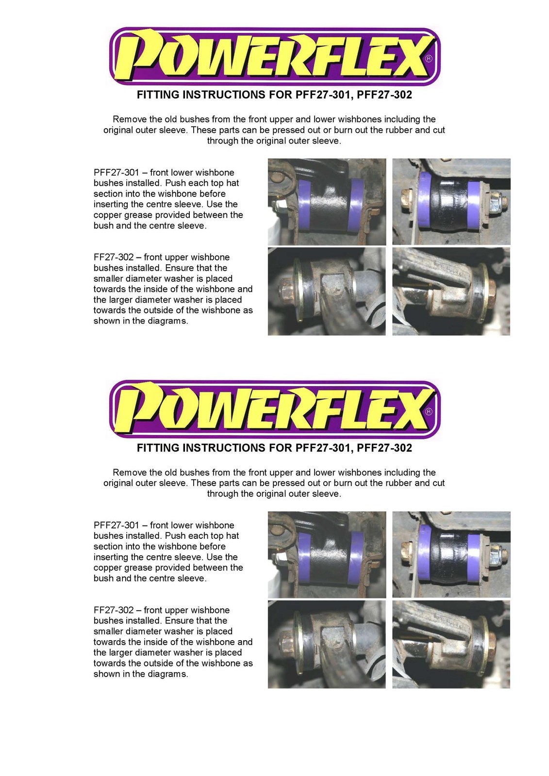 PFF27-302BLK Powerflex Black Front Upper Wishbone Bushes