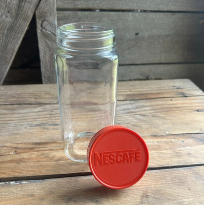 Vtg Nescafe Instant Coffee Glass Jar - Standard Size