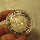 VINTAGE STATE OF NEVADA PIONEERS 2 OZ SILVER ROUND W/SMALL GOLD NUGGET