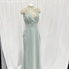 NWT Wmns AFTER SIX Crepe V-Neck Bridesmaid Gown Light Blue Pockets Sz 8