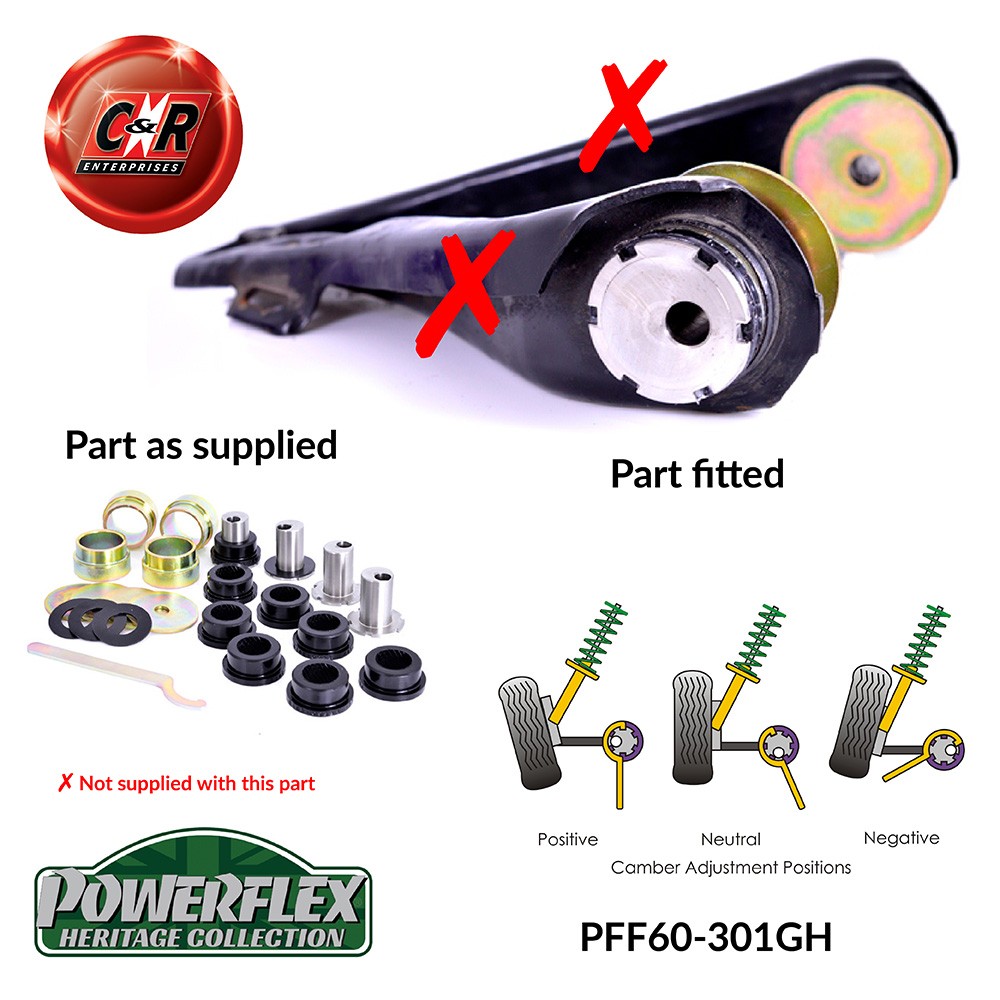 PFF60-301GH Powerflex Heritage Front Lower Wishbone Bushes, Camber Adjustable
