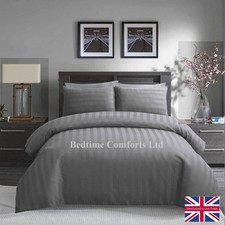 SINGLE 3' (Hotel Quality) FLAT SHEET LUXURY SATIN STRIPE 300TC - GREY