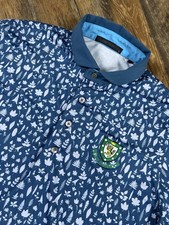 Greyson Golf Polo Shirt Men's S Blue Plant All Over Print Stretch Royal Dornoch
