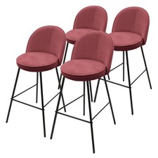 Set 4 sgabelli da bar rosso in tessuto con schienale e poggiapiedi sedia bistrot