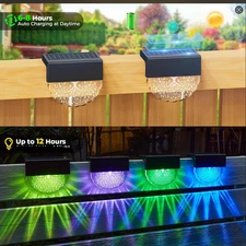 2/6-Pack Solar Fence Lights Step Lights，7 RGB Color Changing For Backyard, Porch