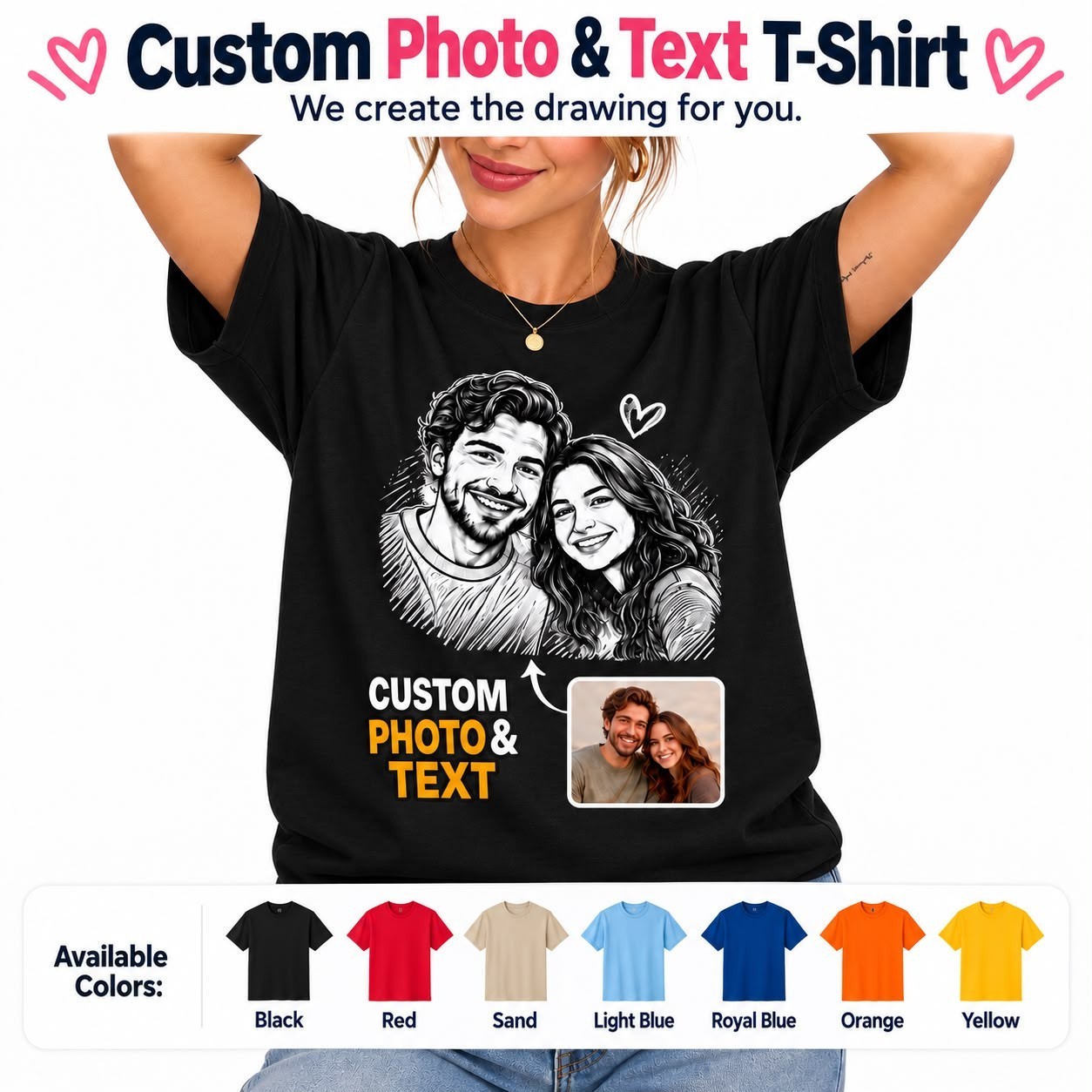 Custom Personalized T-Shirt Your Logo Photo Text Unisex 100% Cotton Tee