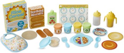 Mine to Love Mealtime Play Set for Dolls with Bottle, Pretend Baby Food Jars,