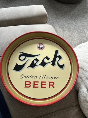 Teck Golden Pilsner Beer Metal Serving Tray Round Pittsburgh Mancave