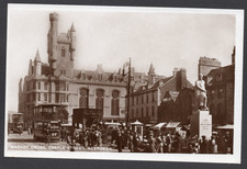 Postcard Aberdeen Scotland trams Market Cross Castle Street RP