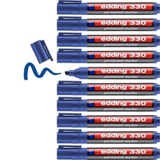 Edding 330 Permanent Blue Marker Pen 02: 10 Pens - blue 1- 5mm