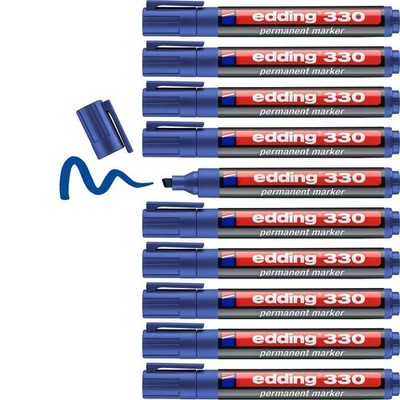 Edding 330 Permanent Blue Marker Pen 02: 10 Pens - blue 1- 5mm