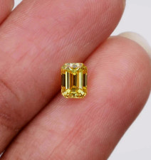 2 Ct Emerald Cut Yellow Color Lab Grown CVD Diamond VVS1 Loose Certified