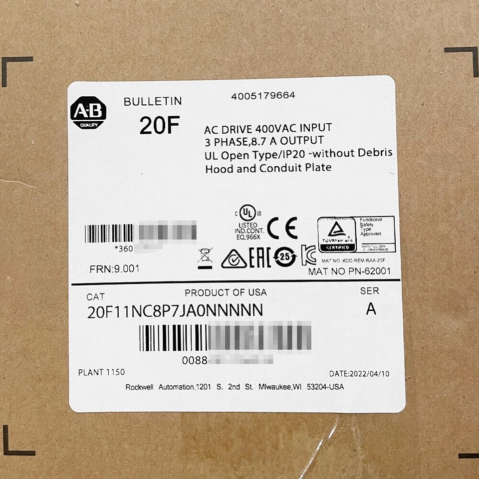 New Sealed Allen-Bradley 20F11NC8P7JA0NNNNN 20F11NC8P7JA0NNNNN - Image 2 of 4