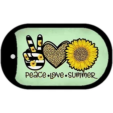 Peace Love Summer Sunflower Novelty Metal Dog Tag Necklace 2" x 1"