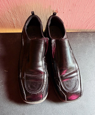 Wonder Nation Boys Black Slip-On Loafer Dress Shoes US Size 4 Formal/Casual