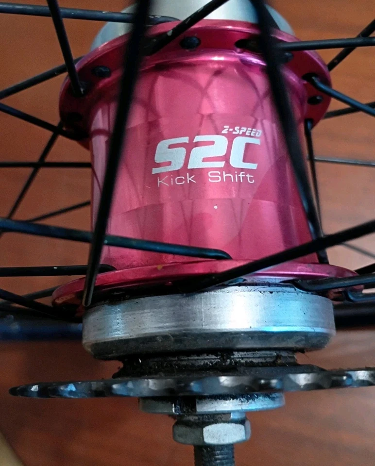 Buje de cambio de patada de 2 velocidades Sturmey Archer S2C usado/llanta DA16 Foto 3 de 4