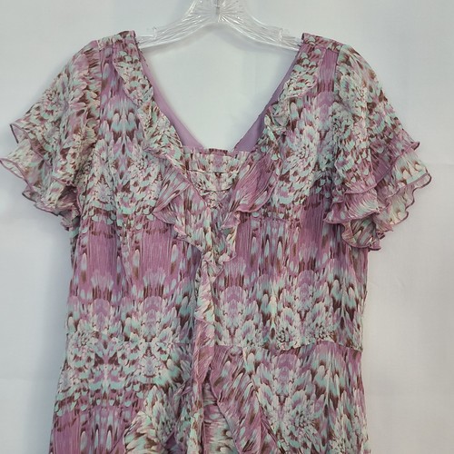 Sundance Sz 8 Purple Silk Whimsical Fairy Ruffles Flutter Sleeves Dress - Picture 3 of 7