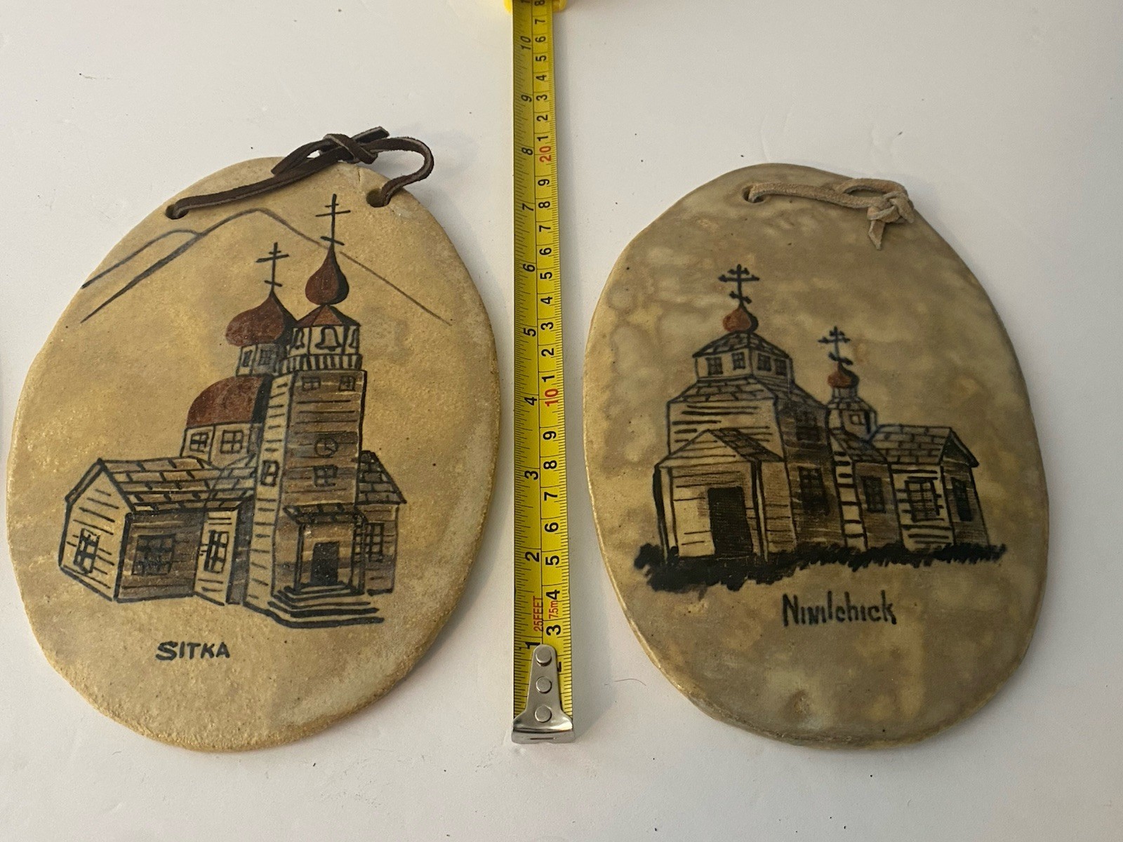 3 Vintage Pottery Plaques Made in Alaska  - Russian Orthodox Churches