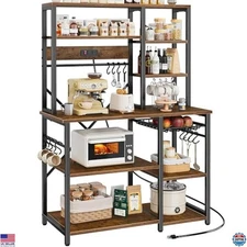 SUPERJARE Large Bakers Rack with Power Outlets, 6-Tier Microwave Stand, Coffee