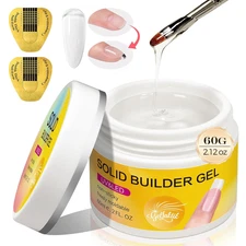 Builder Gel for Nails, 60G Clear Hard Gel for Nail Extension with 10 Nail Forms,