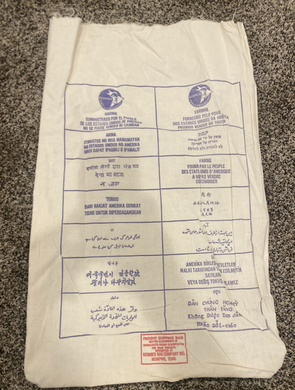 Vintage 50 Lb Flour Sack Donated By People Of The United States Of America
