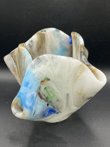Hand Blown Glass Handkerchief Vase - Multicolored 5.5" Tall - Beautiful! - Picture 1 of 9