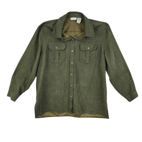 White Stag Olive Green Button Down Utility Shirt Long Sleeve Women XL