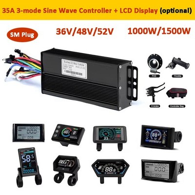 E-bike 36V-52V 1000W 1500W 35A 3-mode Sine Wave Controller with LCD Display Sets
