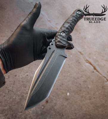 Haast Eagle Handmade Fixed Blade Tool   Full Tang, Textured Handle, Stonewashed.