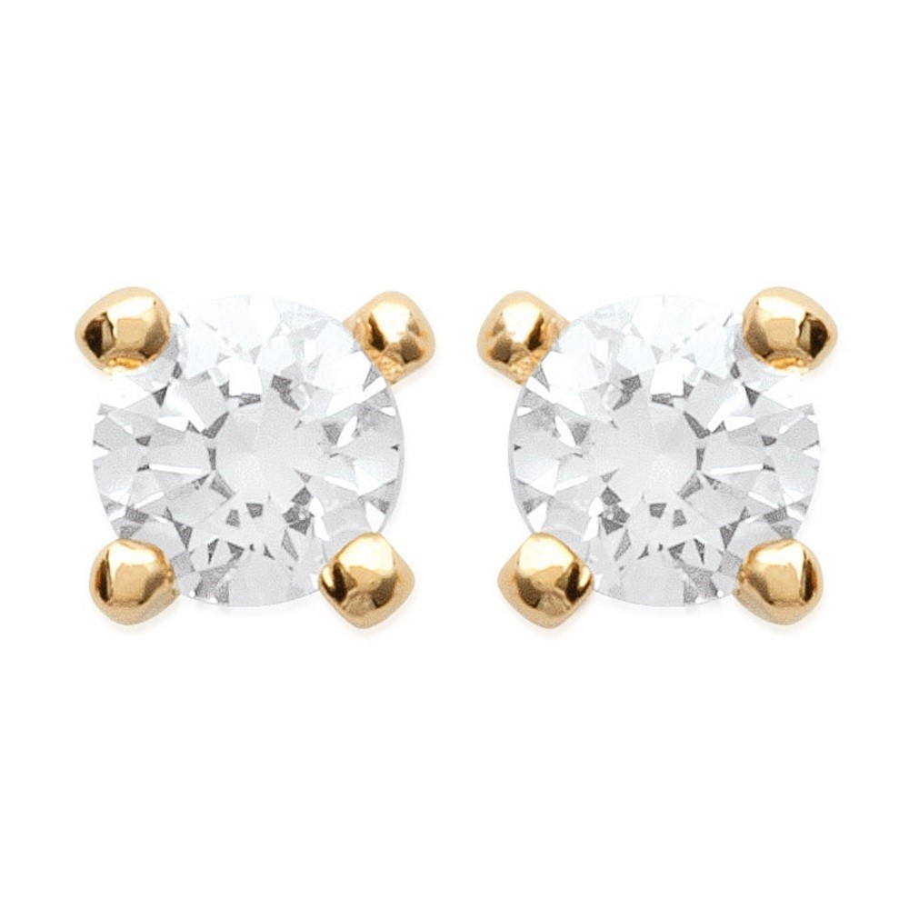 Boucles d'oreilles en plaqué Or et zircones hypoallergéniques anti-ternissement